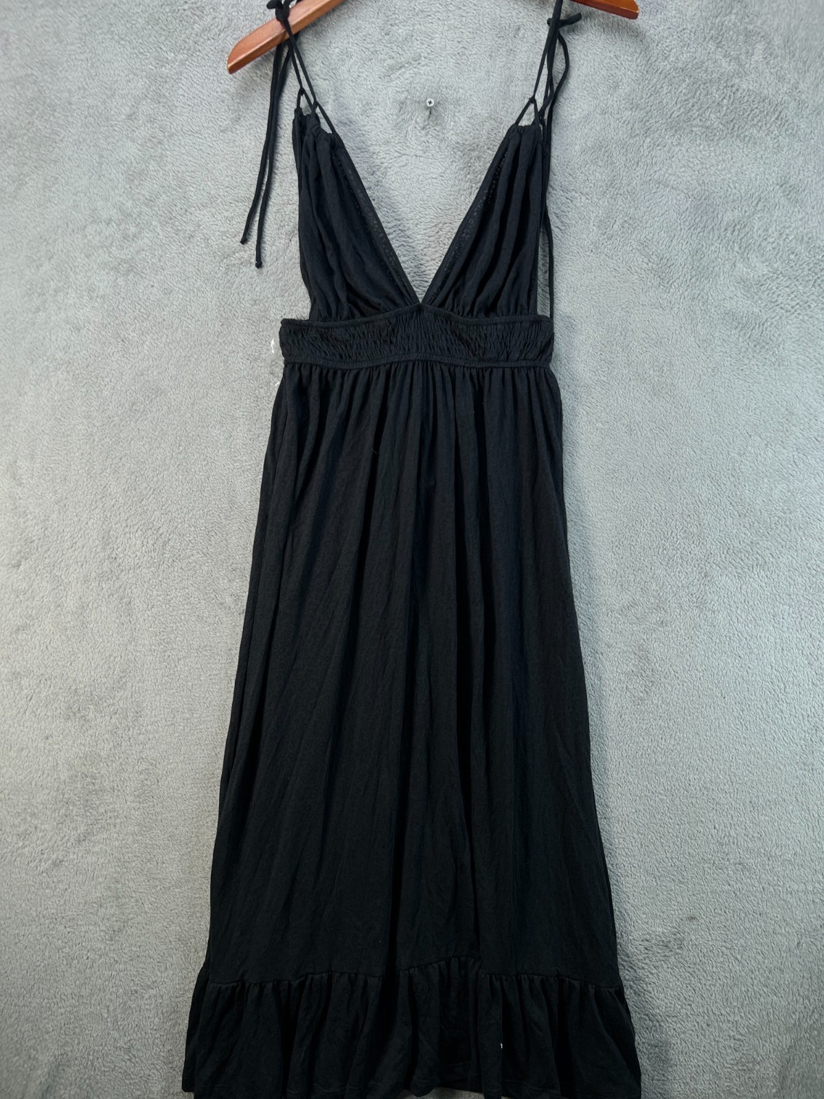 MIKEN Swim NEW Womens Small Black Maxi Dress Cover Up Sleeveless Burnout Plunge