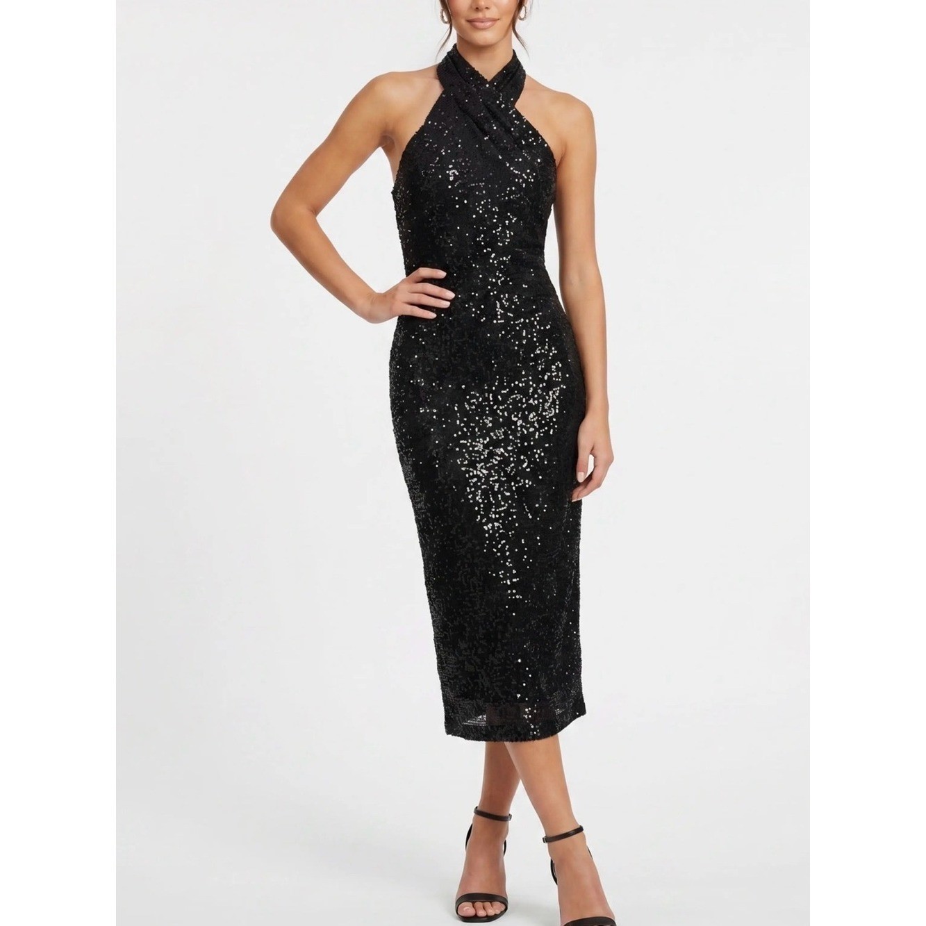 NTW RACHEL Rachel Roy Emerald Green Sequin Halter Maxi Dress Sz XL