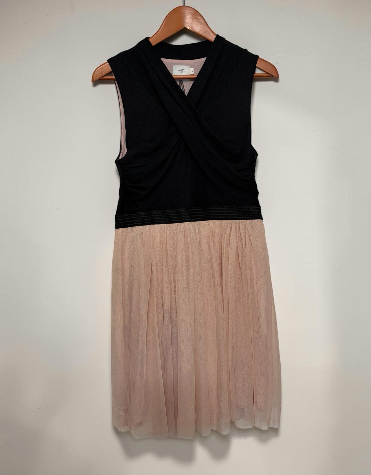 Anthro HD in Paris Darla Tulle Dress Black Blush Pink Balletcore Mixed Media M