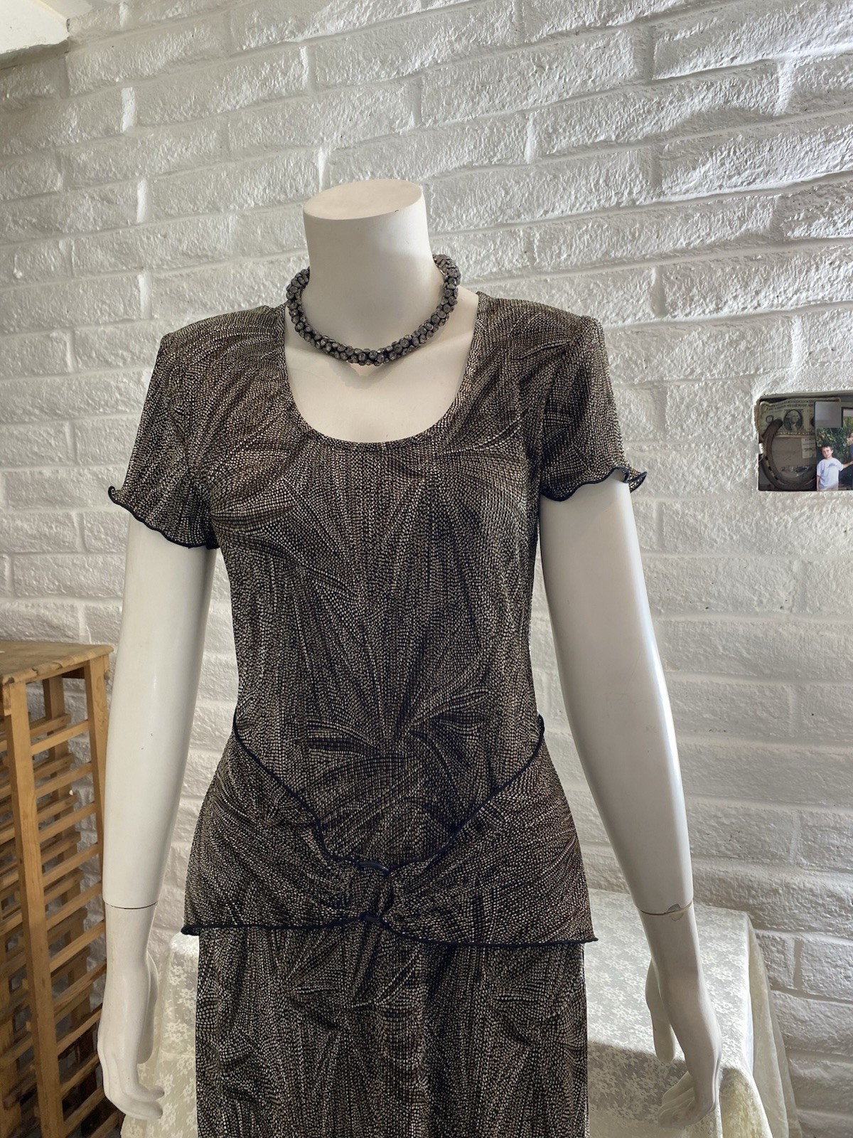 Connected Dress Size 8 NWOT Textured Polyester Sheath W/Mock Belt Sharp