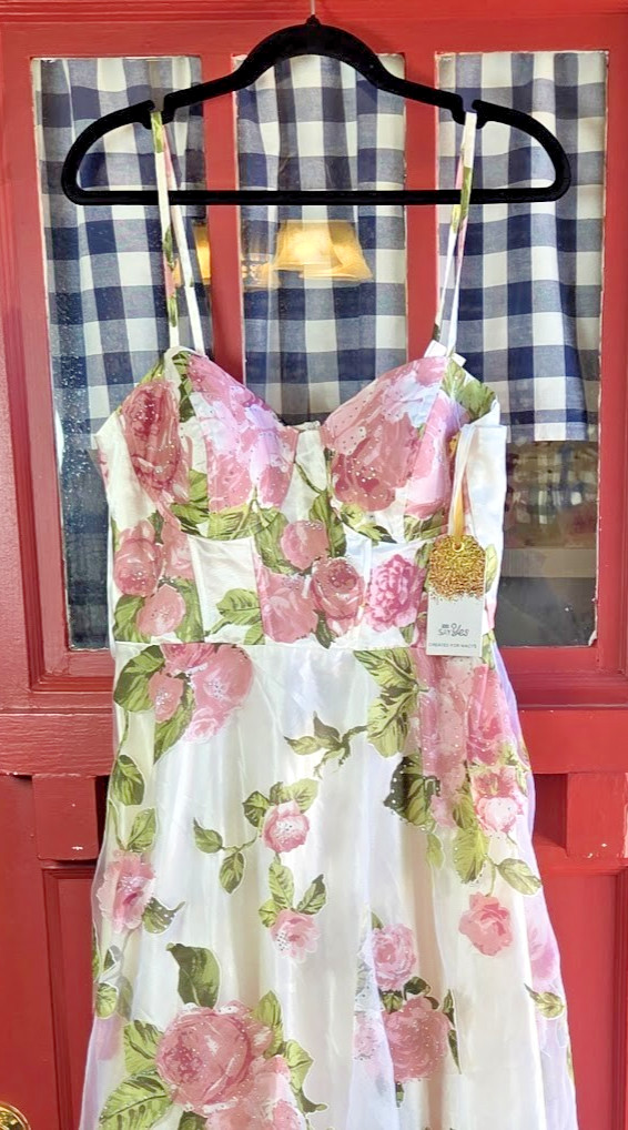 Say Yes Ivory Blush Rhinestone Floral Corset Sweetheart Gown Size 11 / 12 NWT