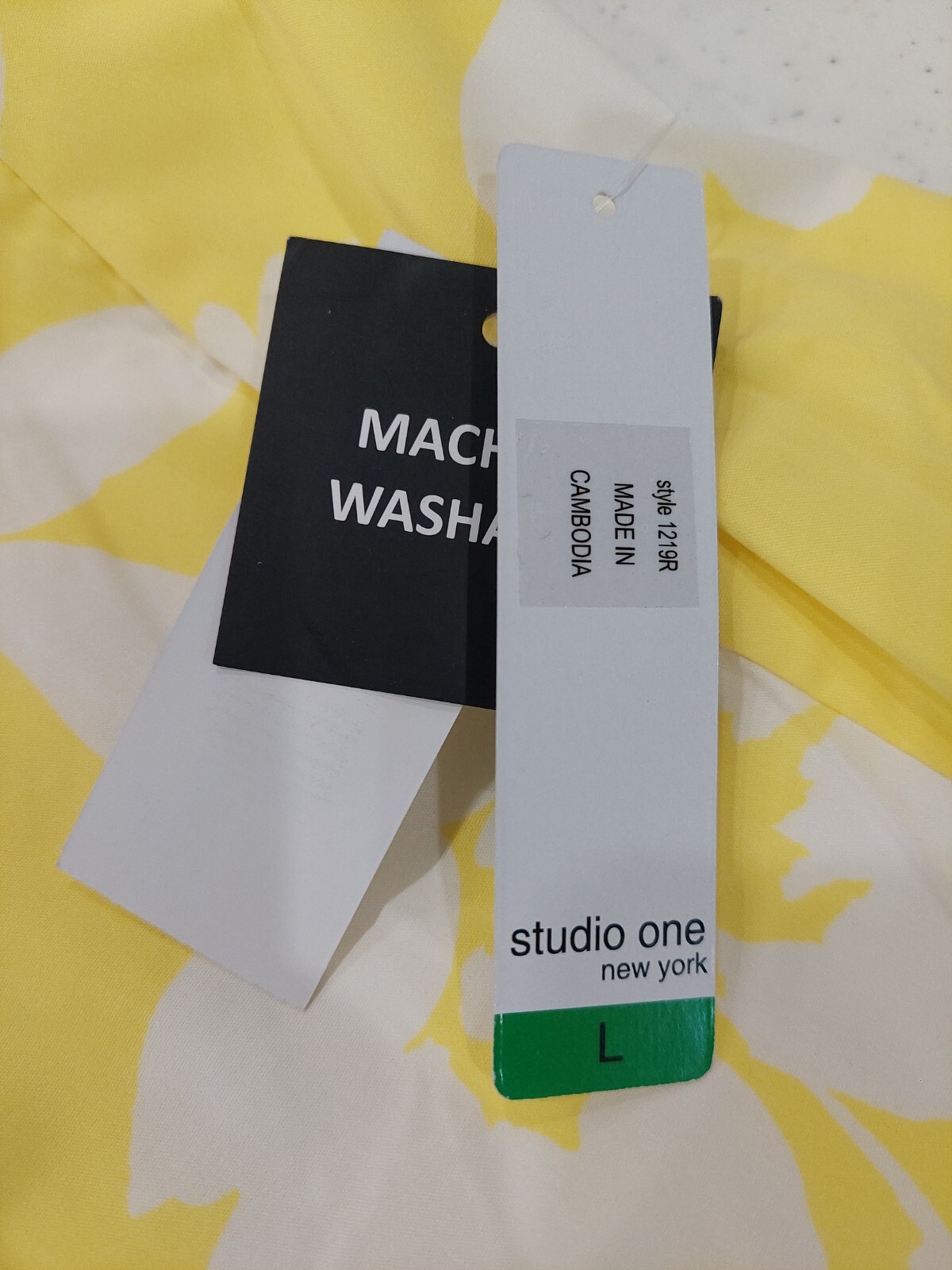 NEW Studio One New York Yellow Flower Sun Dress Size Large Boho Summer 1219R NWT