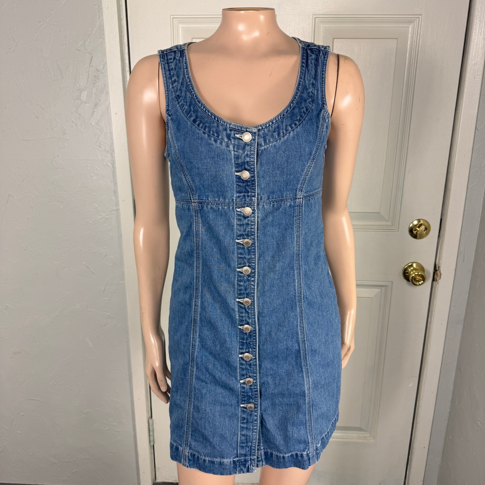 Vintage Y2K Gap Women’s Dress 1 Mini Denim Button Cotton 90s Shift HH7
