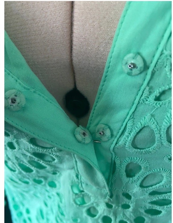 Lilly Pulitzer Green Eyelet Dress – Size Small, Pom Pom Trim, Boho Resort Vibes