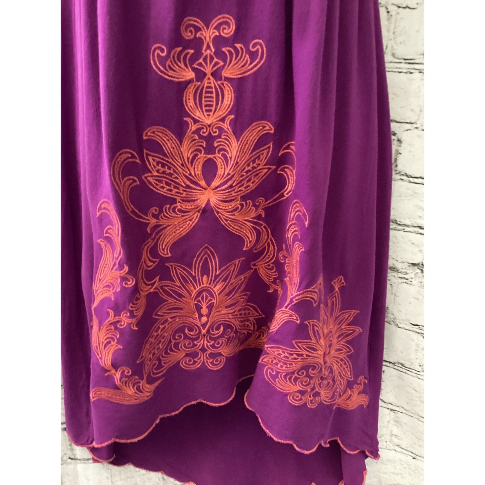 Flying Tomato Boho Strapless Embroidered Purple Coral Tassel size sm festival