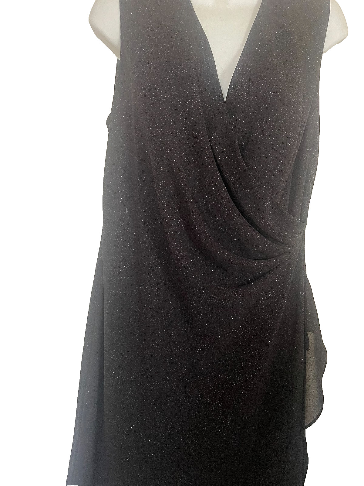 Fashion Bug Lined Sleeveless V Neck Cross over/ Front Black NWT Ladies Sz Ms 14