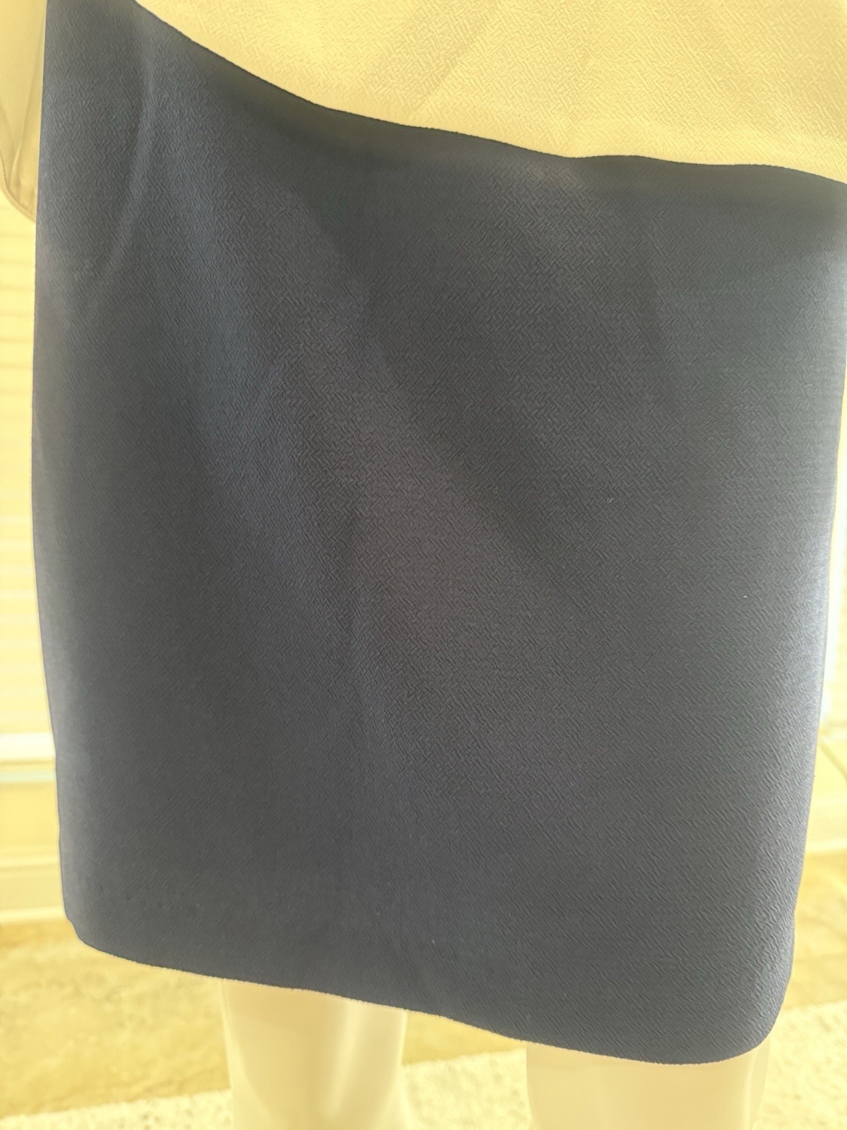 ABS Allen Schwartz White/Navy Strap Colorblock Peplum Mini Dress Size10