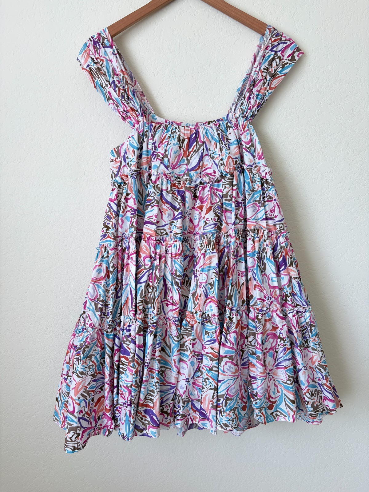 Sofie The Label Dress Womens Medium Floral Tiered Mini Pink Cotton Cottagecore M