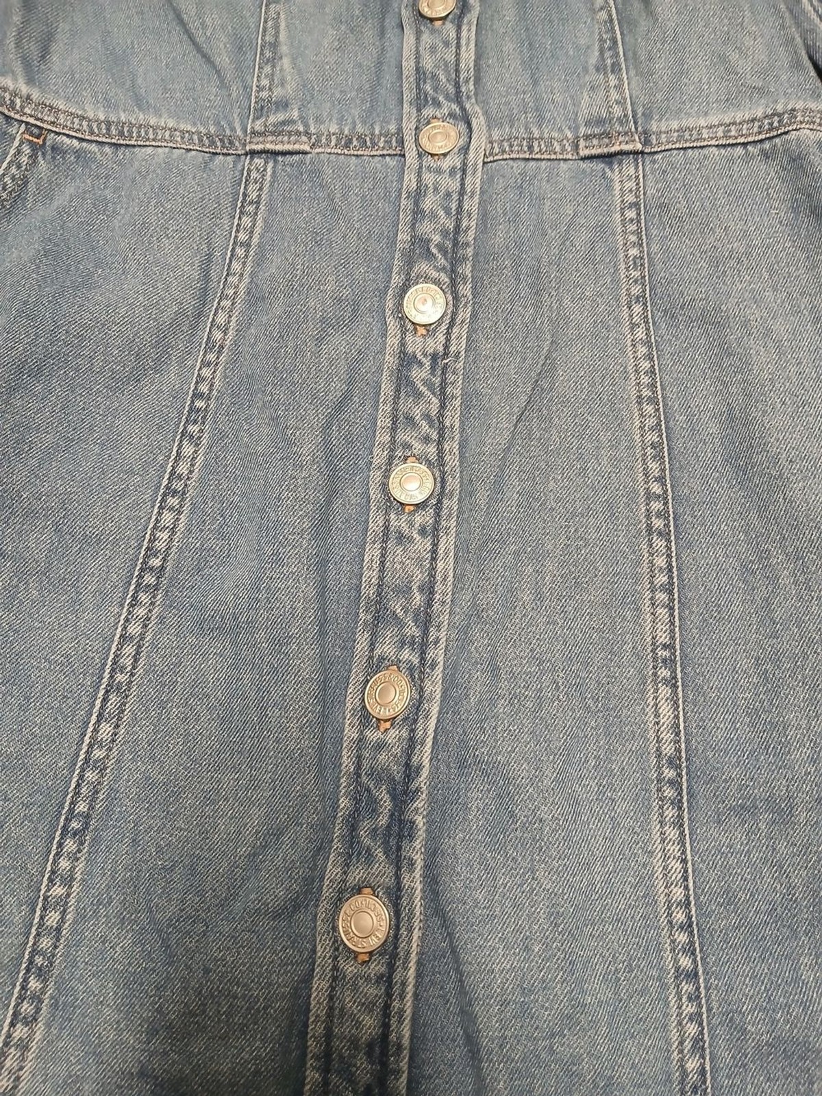 Levi’s Medium Blue Denim Button-Front Shirt Mini Dress