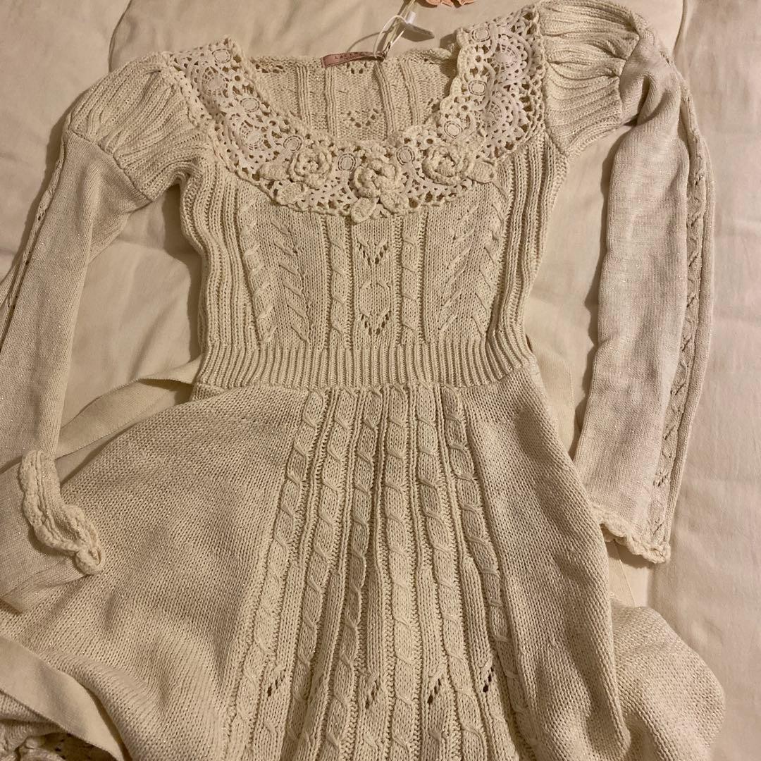 Lacemade White Knit Dress Free Size Condition Japan Made