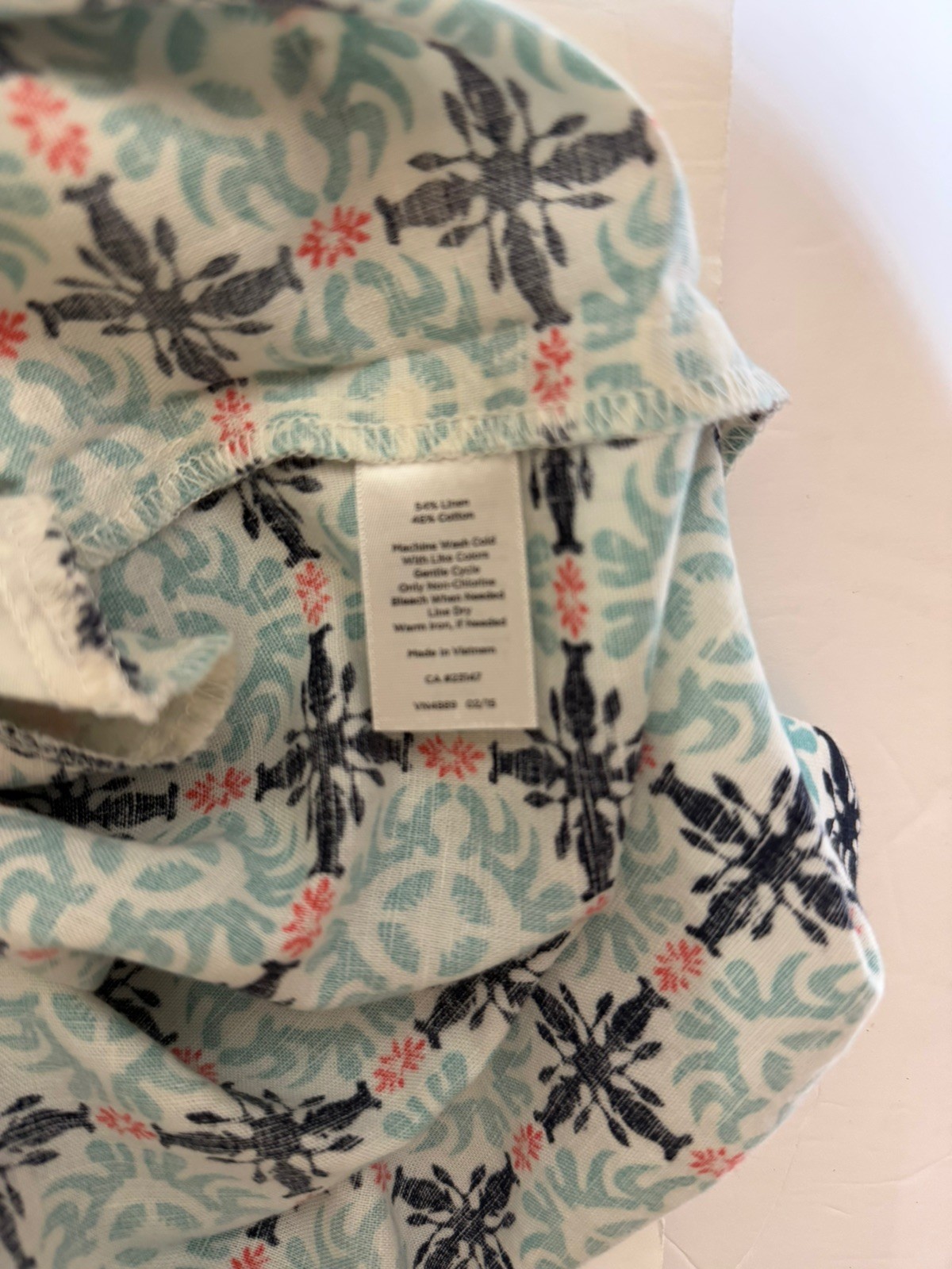 Talbots Linen Blend Sleeveless Shift Dress Geometric Teal Blue Womens Size 10