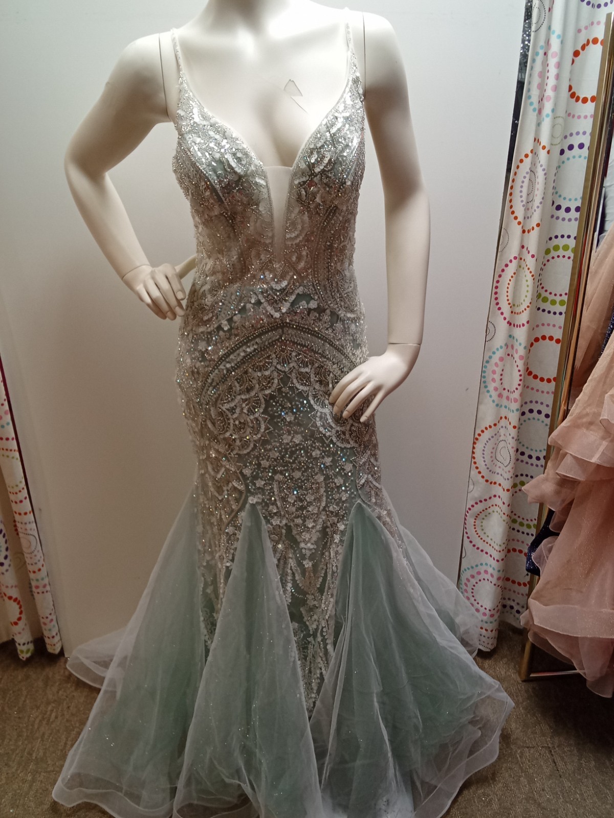 Sea Green Beaded Mermaid Dress