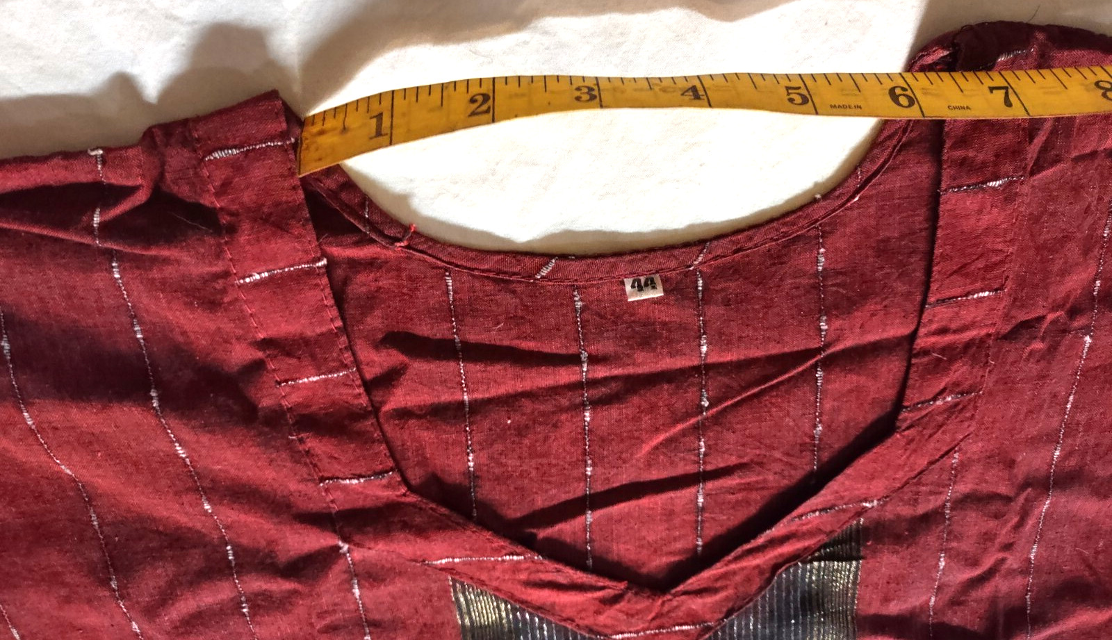 Maxi Dress Short Sleeve Black Gold Red Stripes Size 44 V Neck Gold trim
