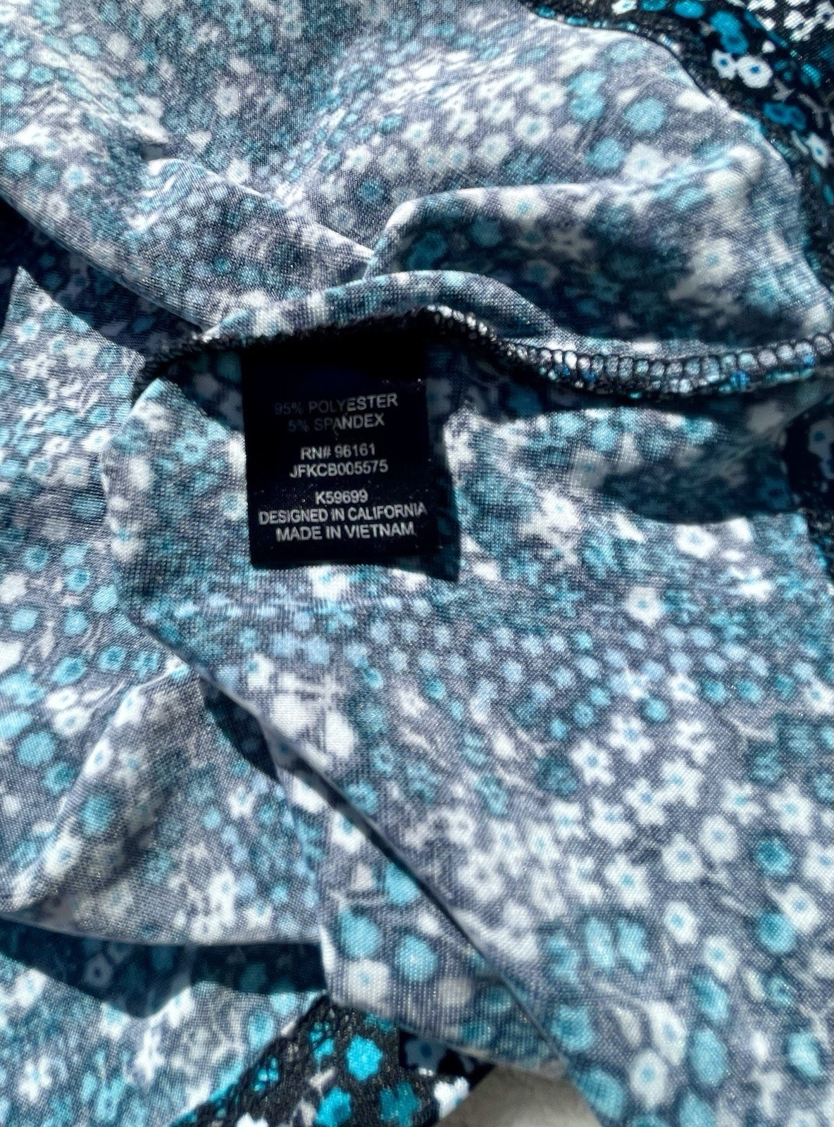 BEBOP Size S Floral Mini With Pockets. Black With Teal White Retro Classic