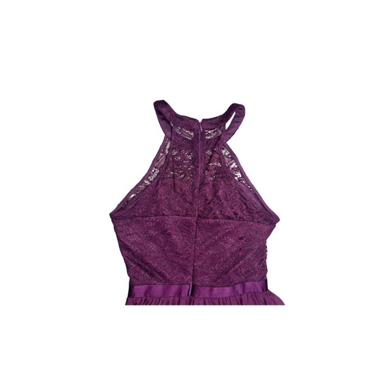 Wedtrend Purple Lace Halter Chiffon Fit Flare Cocktail Dress Womens Small