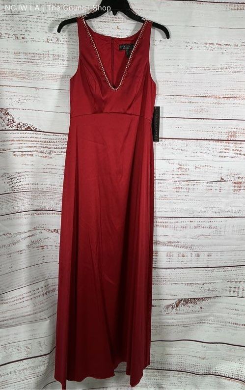 NWT Aidan Mattox Red Stretch Mikado A-Line Gown Size 4 Retail $395
