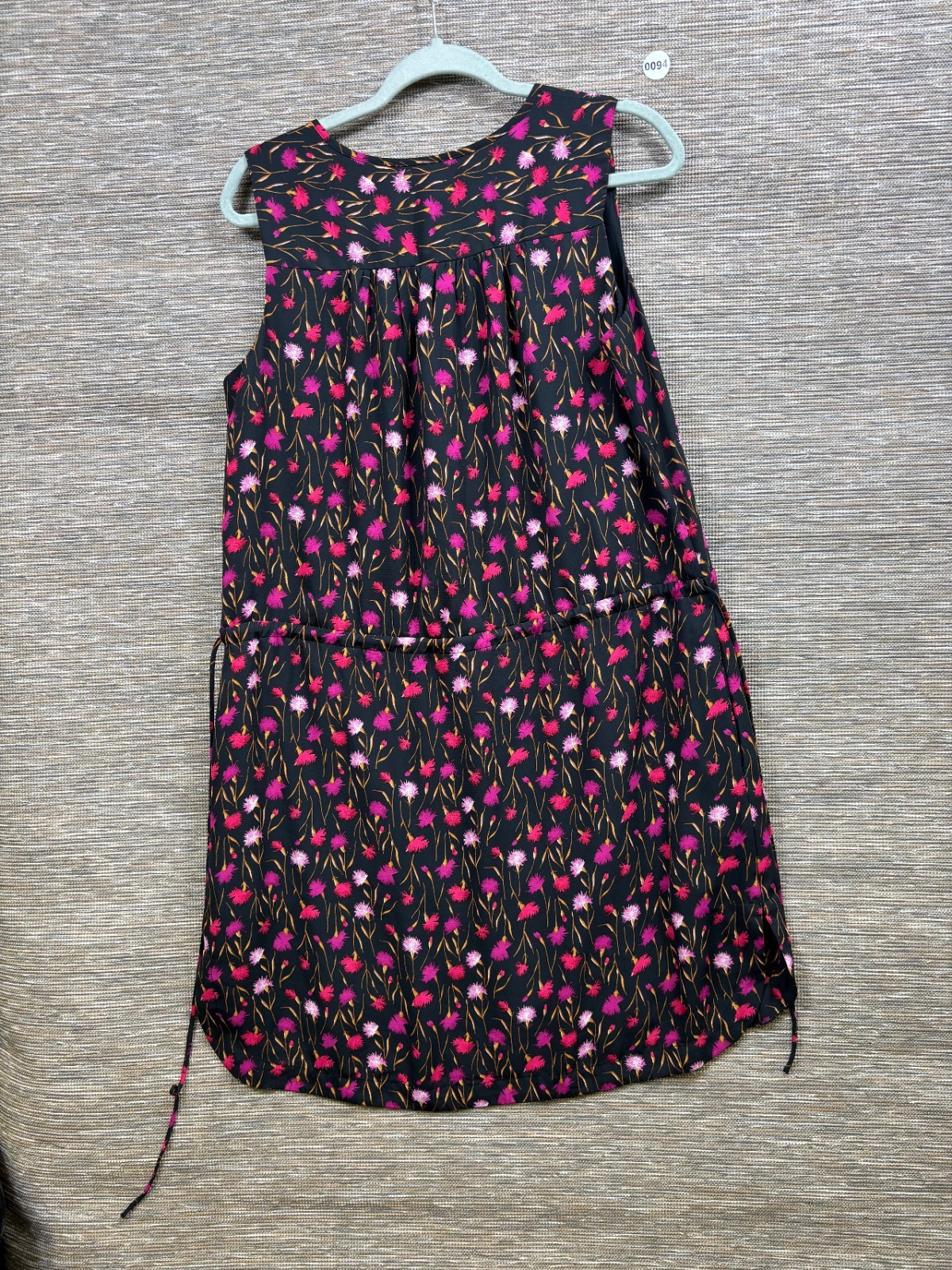 GAP Floral Drawstring Waist Sleeveless Lined Dress Womens Size S Black Pink