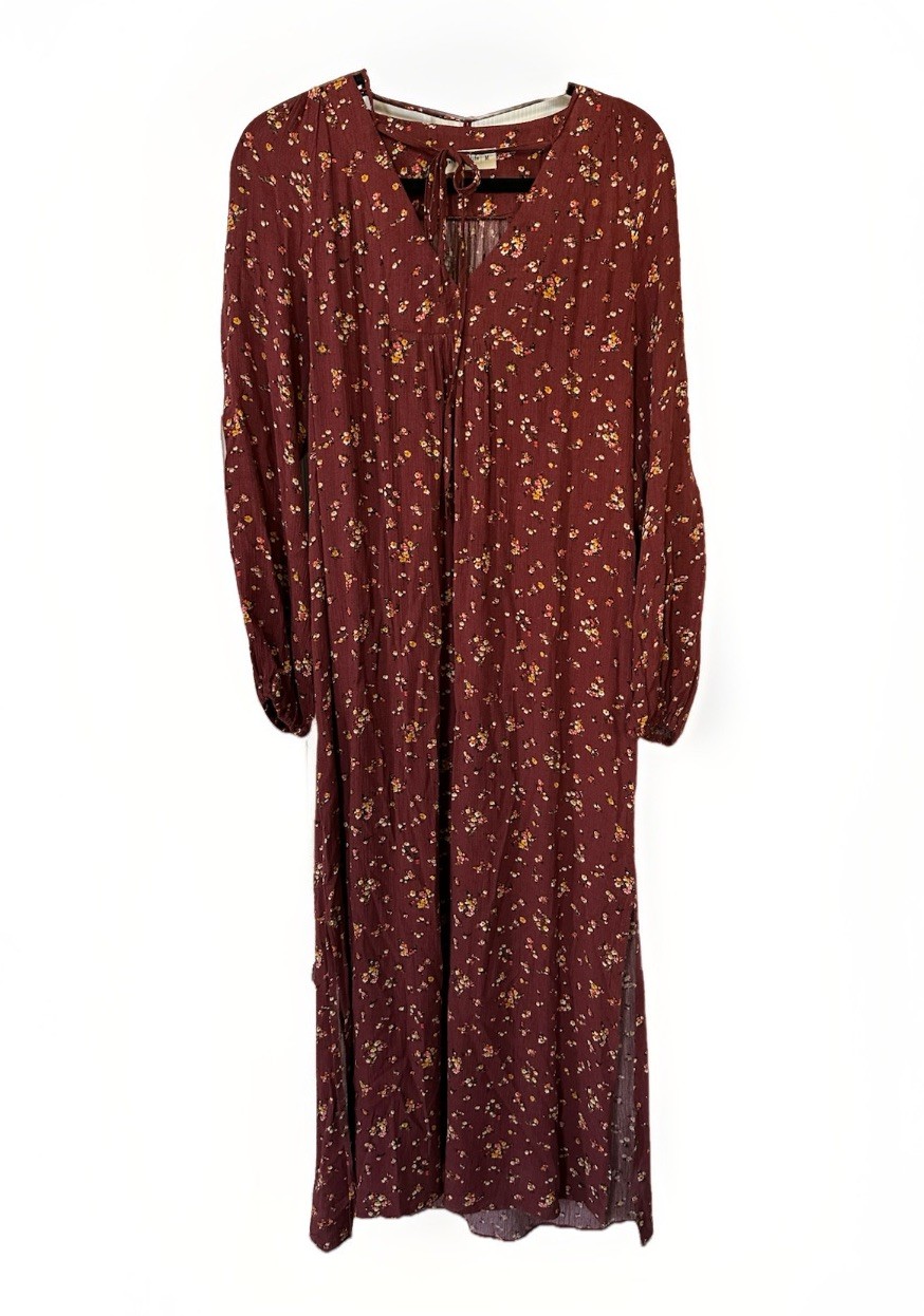 Natural Life Women Size M Dress Trapeze Style Cuffed Balloon Sleeve Boho Floral