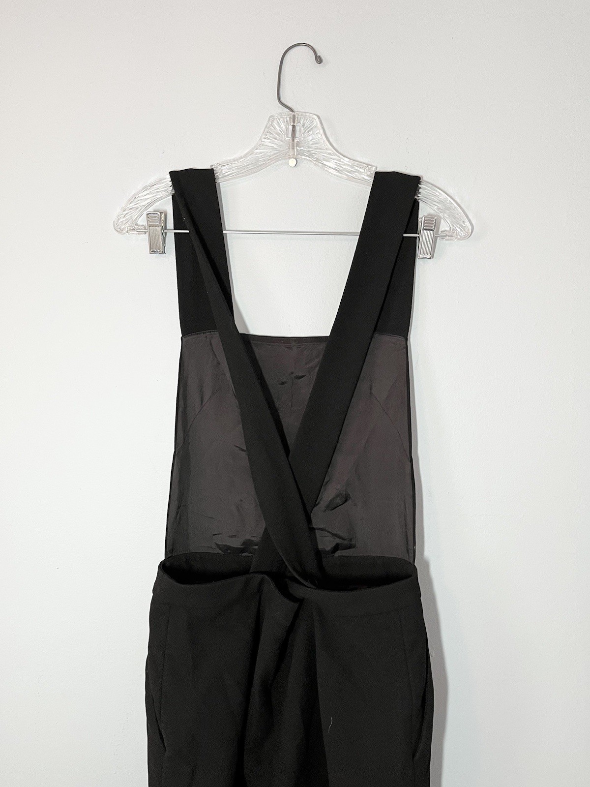 Maje Black Pinafore Overall Skirt Suspenders Dress Large FR3 Pockets Quirky