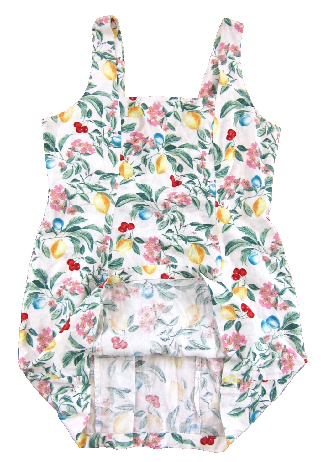 Old Navy Linen Rayon White Green Pink Yellow Lemon Cherry Tank Sun Dress XL