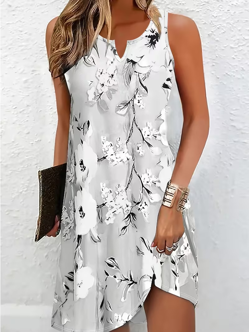 Floral Print V-Neck Tank Dress Chic
