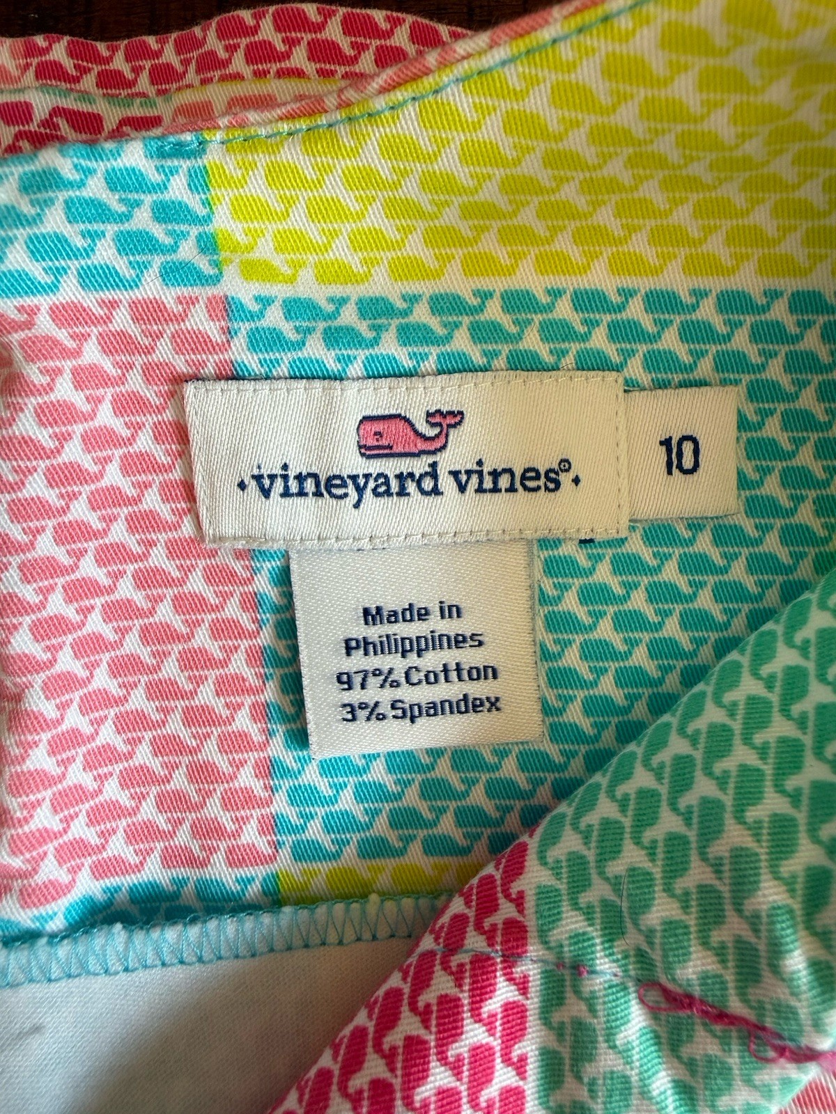 Vineyard Vines Shift Dress Sleeveless V-Neck Check Pink/Blue/Yellow/Green 10