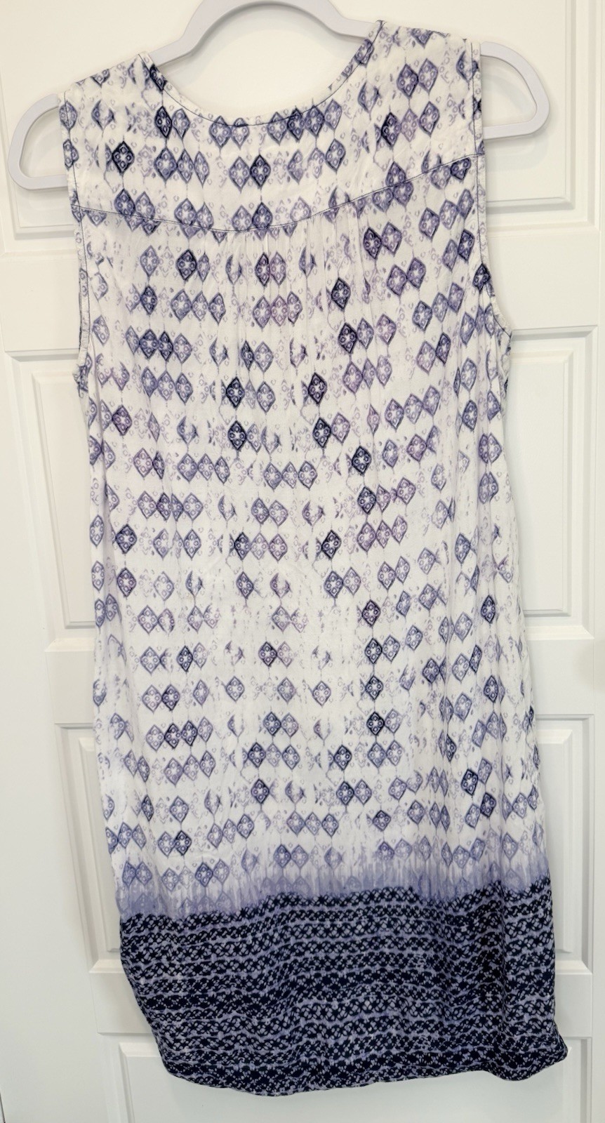 Beach Lunch Lounge Blue White Swim Cover-up Sleeveless 100% Viscose Size L Dress