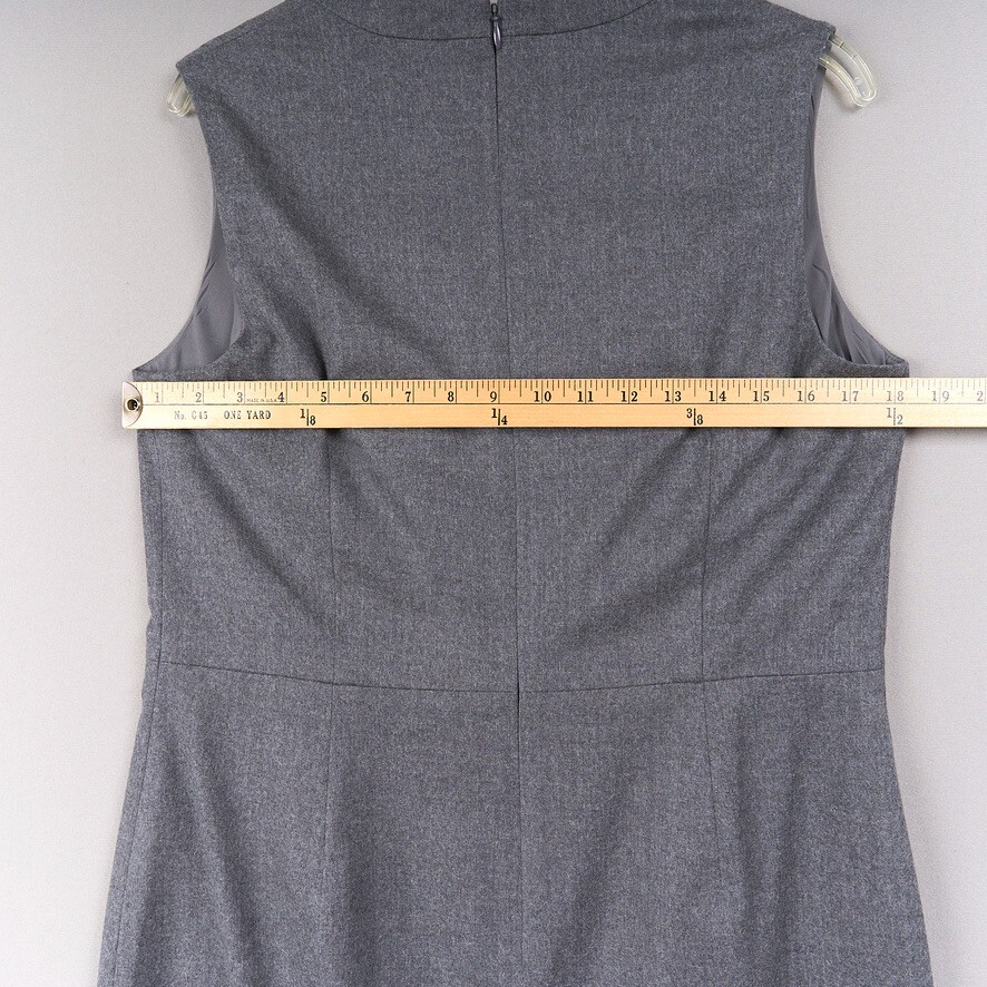 Talbots Sheath Dress Women 12 Gray Wool Sleeveless Stretch Lined