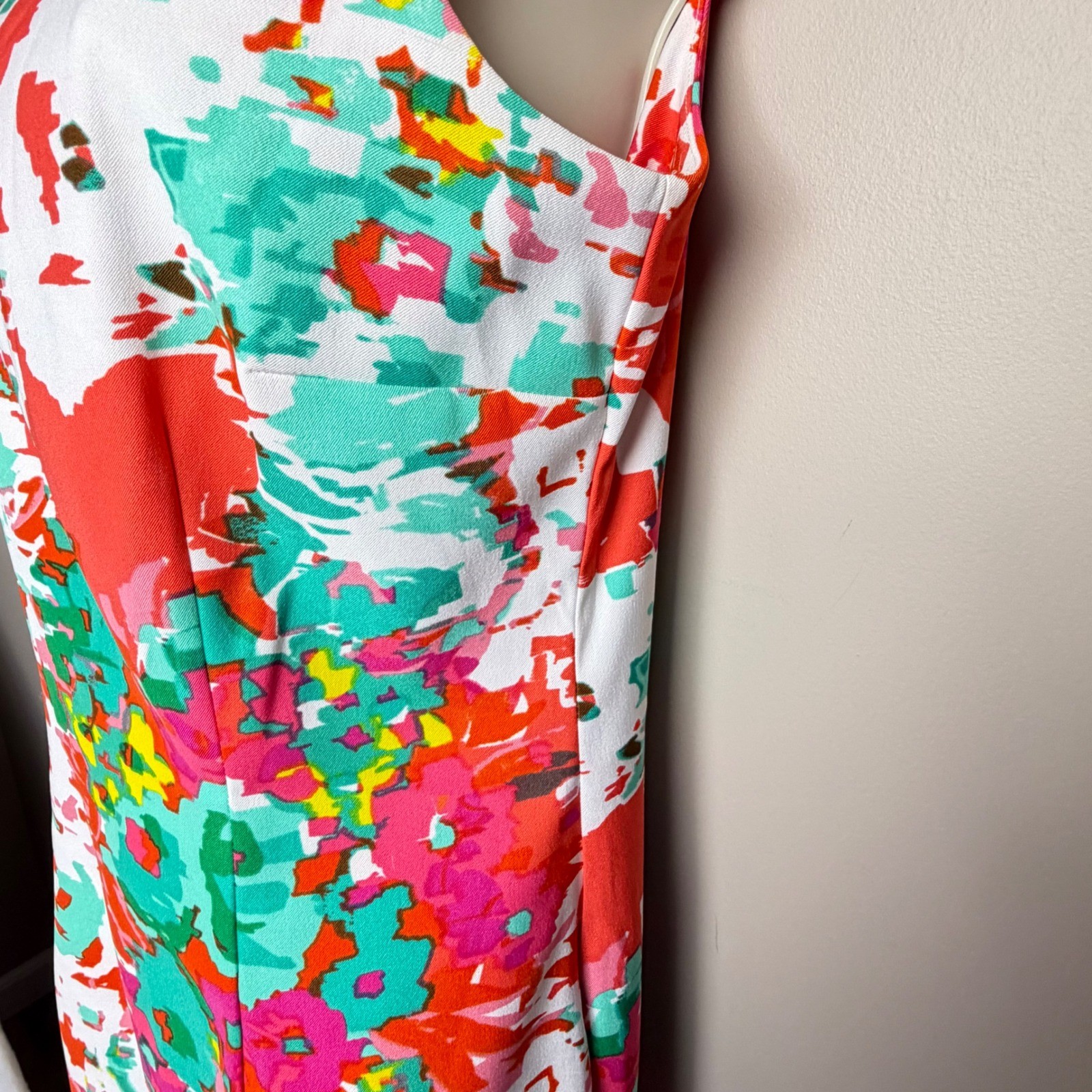 Alyx Limited Womens Abstract Multi Floral Sheath Dress Orange Teal Pink Size 10