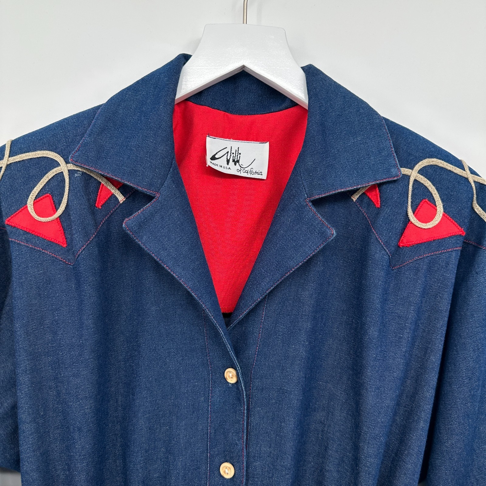 Vintage Denim Midi Dress Medium Pockets Western Cottagecore Rodeo Prairie USA