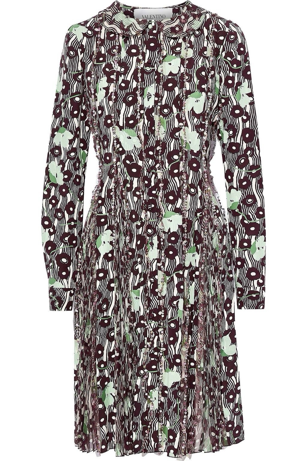 £3400 Valentino Runway PF17 Silk Floral Pleated Dress IT38 UK6 US2 NWT