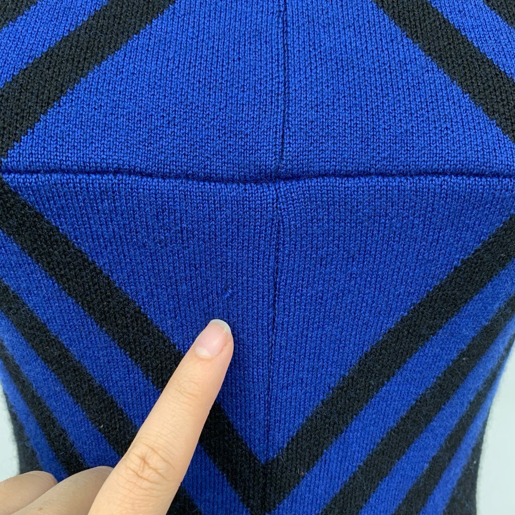 Alice + Olivia Dress Women Extra Small Cobalt Black Wool Chevron Pockets *READ