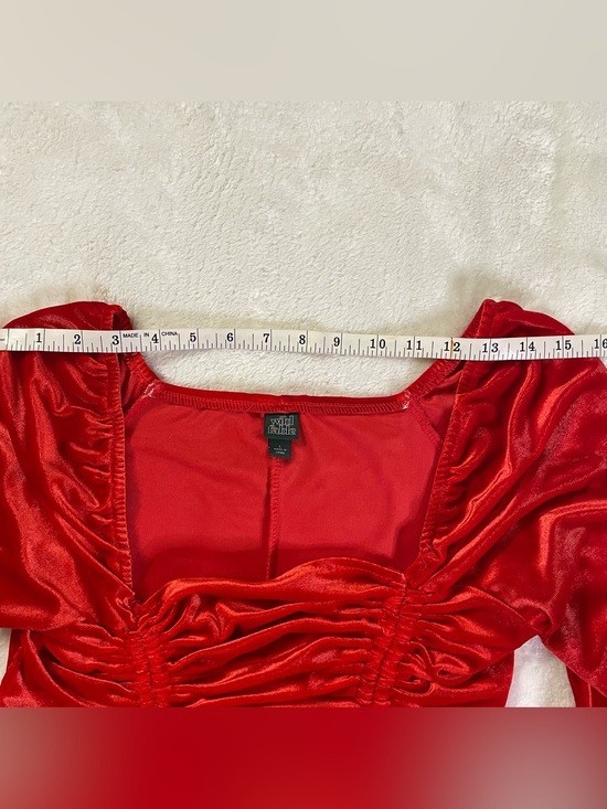 Wild Fable Bright Red Crushed Velvet Ruched Bodycon Dress size L
