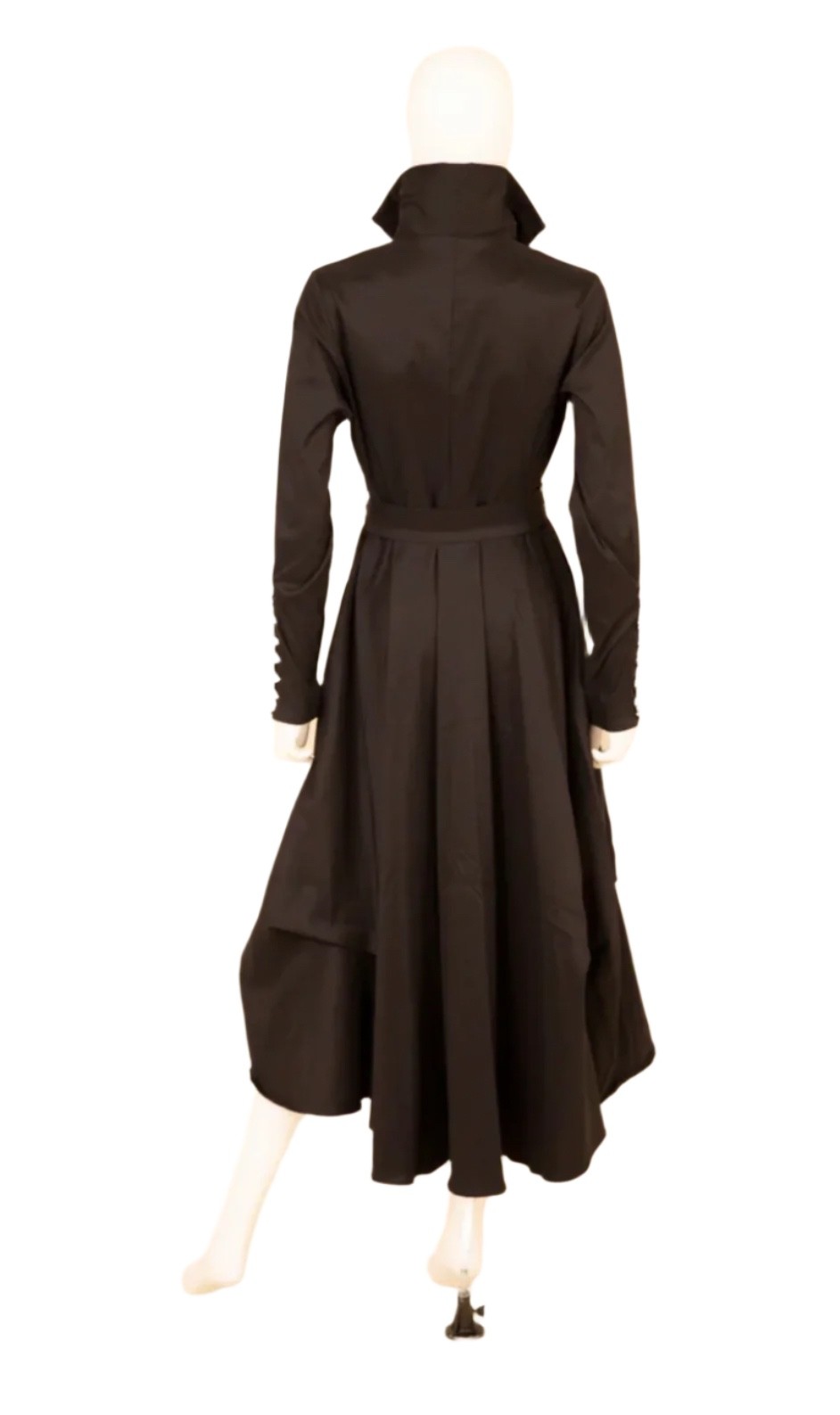 Stretch duppioni Long sleeve zip dress with wired collar, buttons on Cuff XXL
