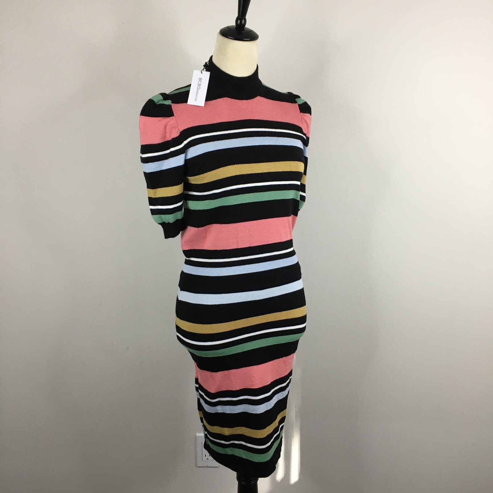NWT BCBGENERATION MultiColor Striped Knit Sweater & Skirt Set Womens sz Small/XS