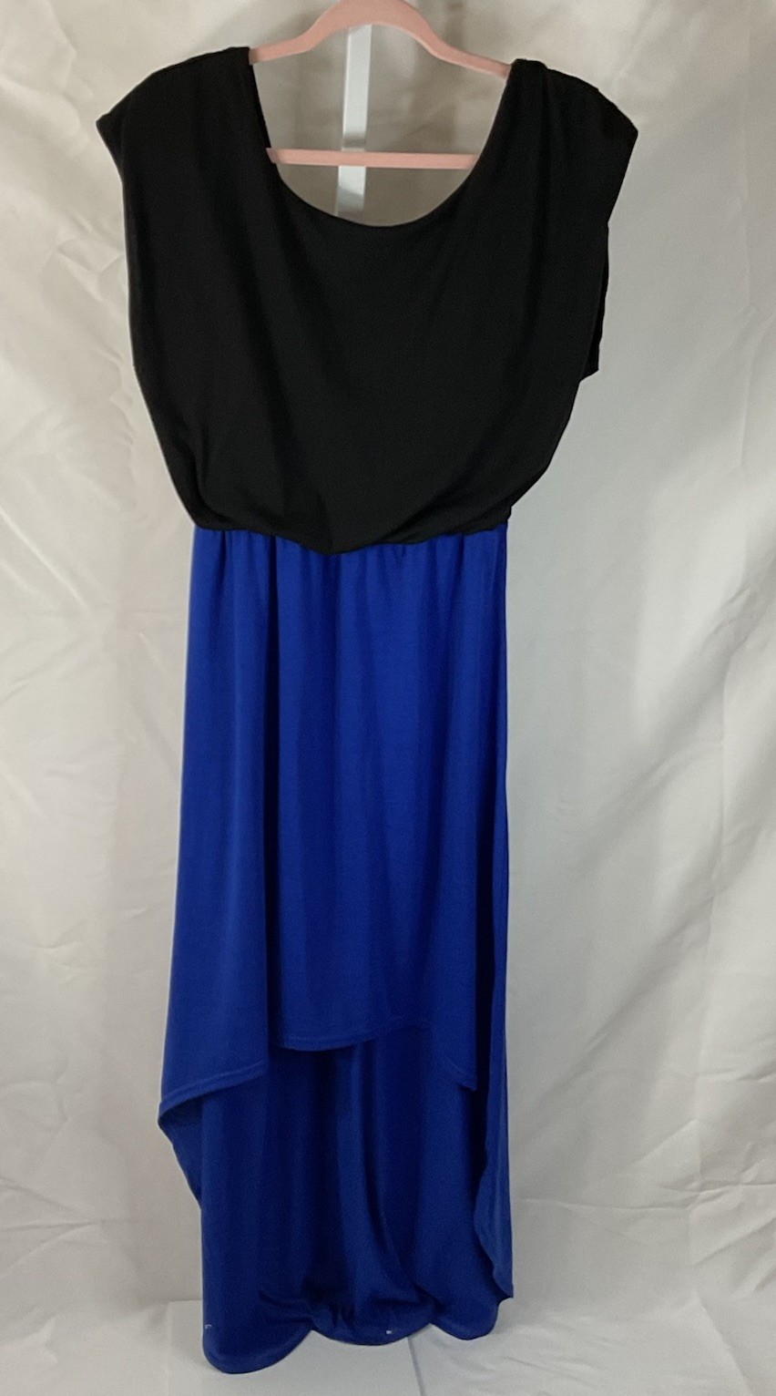 Sauci Black Blue Sleeveless Hi-Low Dress Size S Stretch Pullover