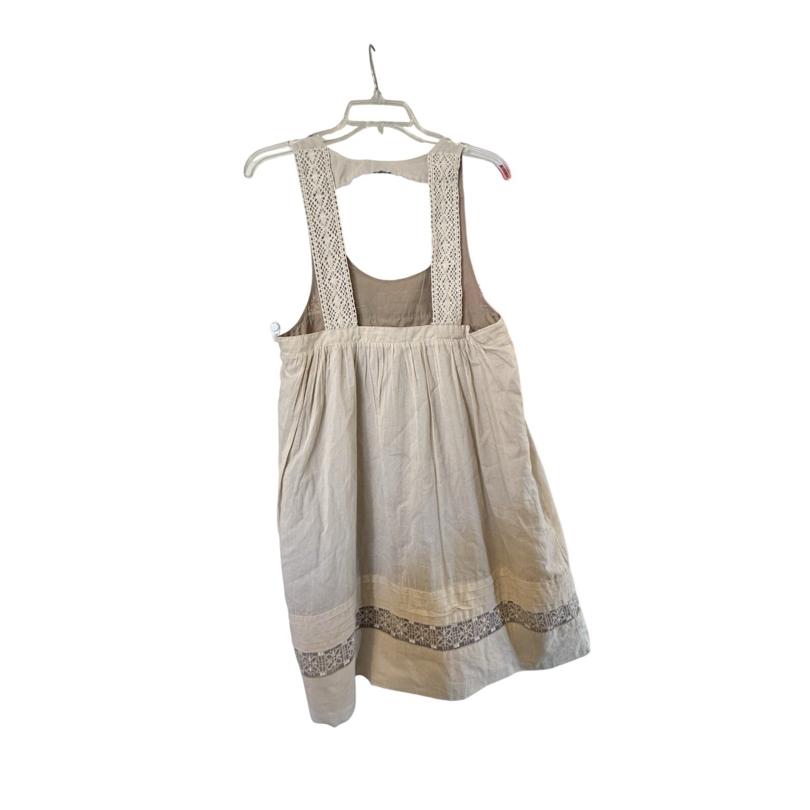 Billabong Sleeveless Mini Dress Beige Embroidered Cutout Casual Summer