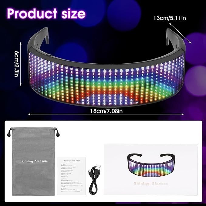 Customizable LED Light Up Glasses with Bluetooth, APP Controlled, for party