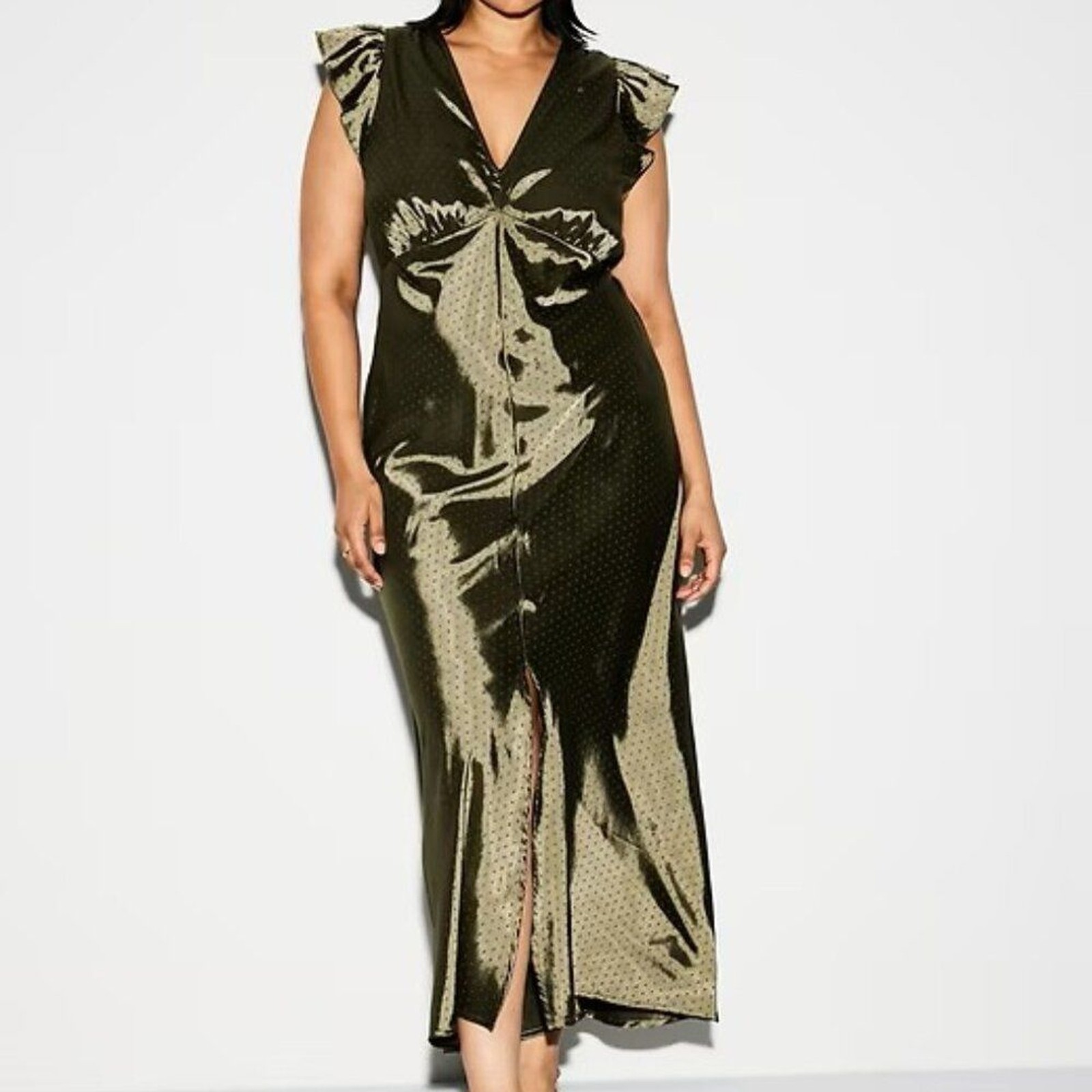 NWT The Occasion by Old Navy Flutter-Sleeve Satin Maxi Dress XXL Tall
