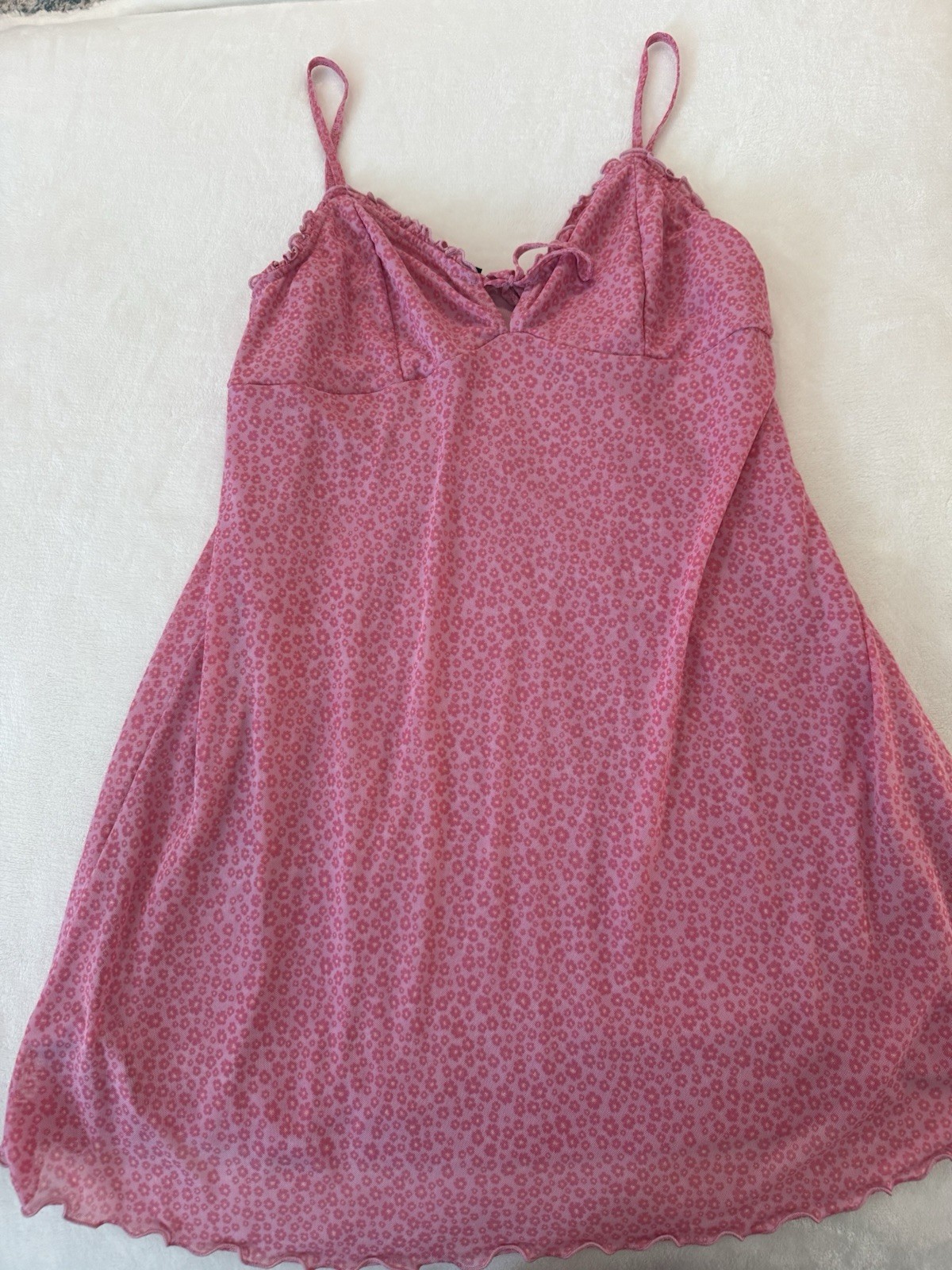American Eagle Babydoll Mini Dress Pink Size Large E15