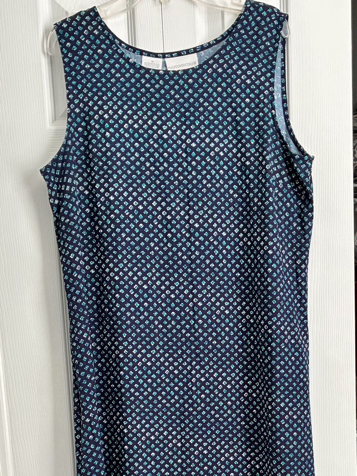 Women’s Sleveless Dress, Tank Blue And Green, Rayón, Long ,Sz 10 Worthington
