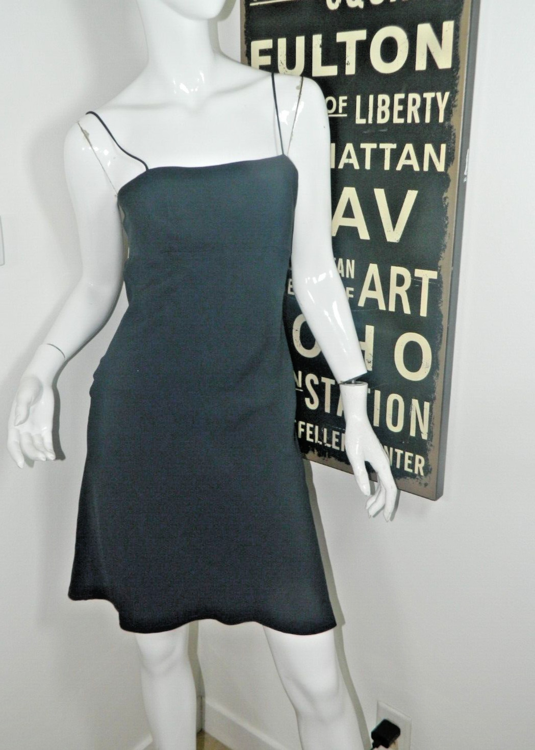Cacharel Dress Size 6 Black Vintage Spaghetti Straps Mini Dress