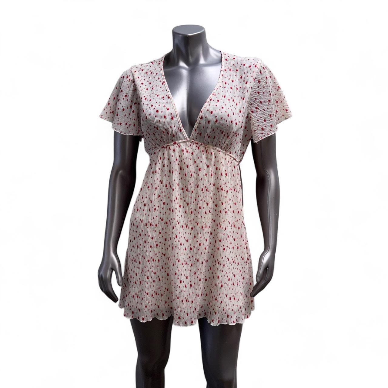 Forever 21 Womens Medium Floral V-Neck Short Sleeve Empire Waist Babydoll Mini D