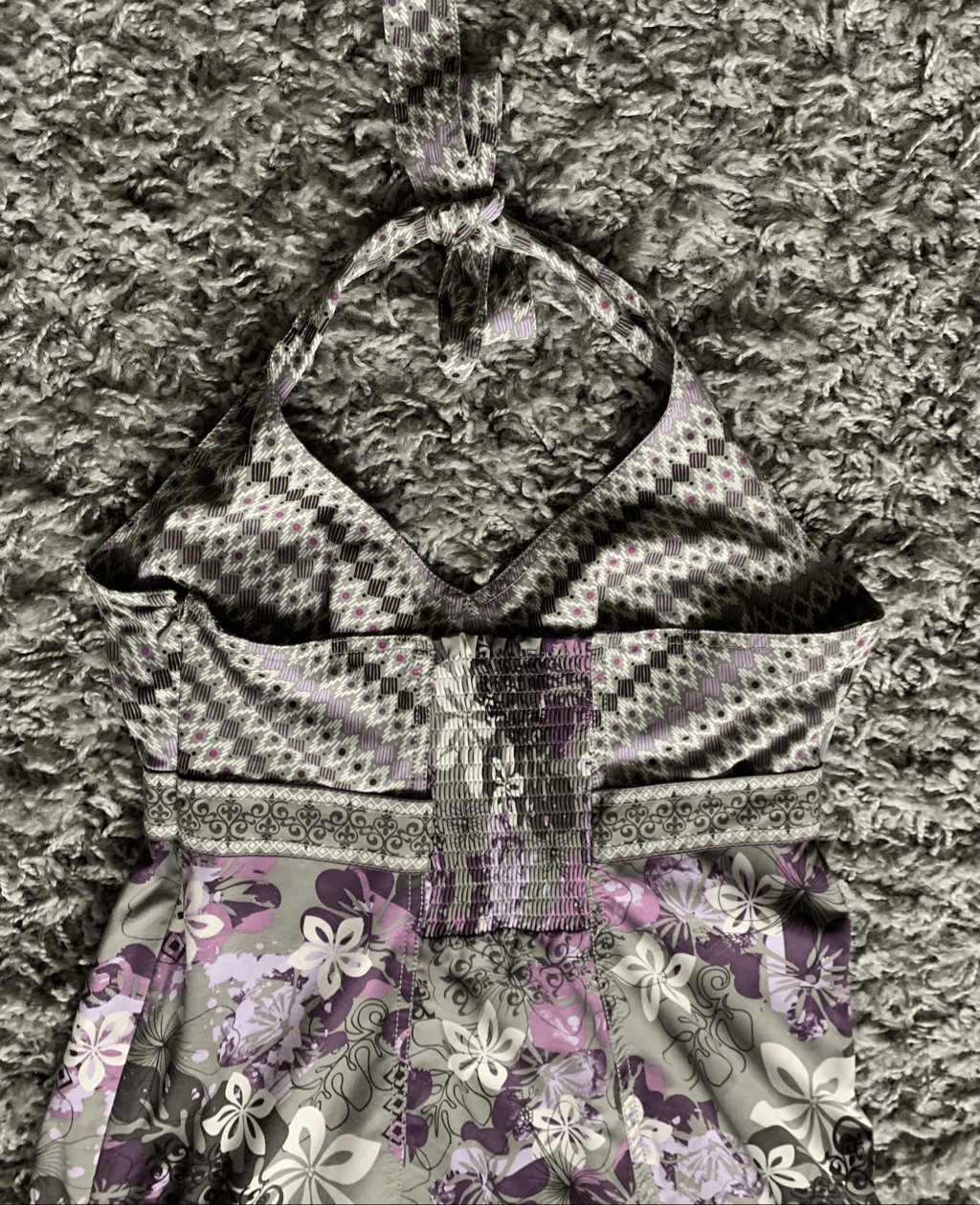 ATHLETA Pack Everywhere gray print Sporty SUN Pool Halter DRESS sz 10