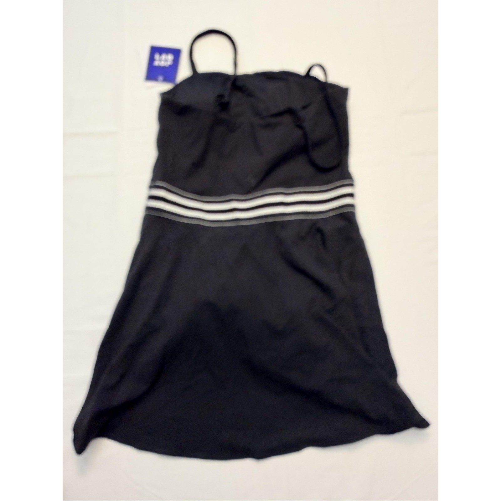 JoyLab Dress Womens Medium Black Active Strapless Striped Waist Removable Pads