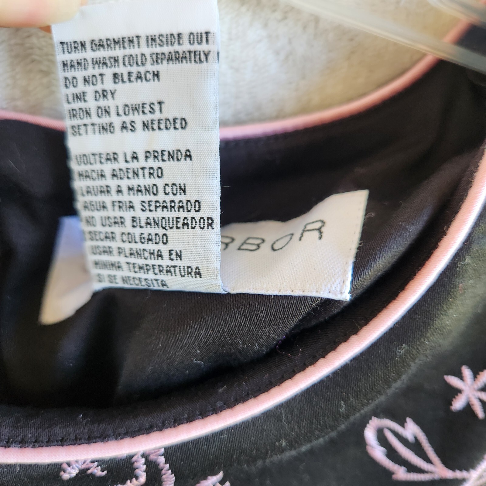 Sag Harbor Embroidered Dress Black & Pink Floral Asian Inspired Retro Sheath 12