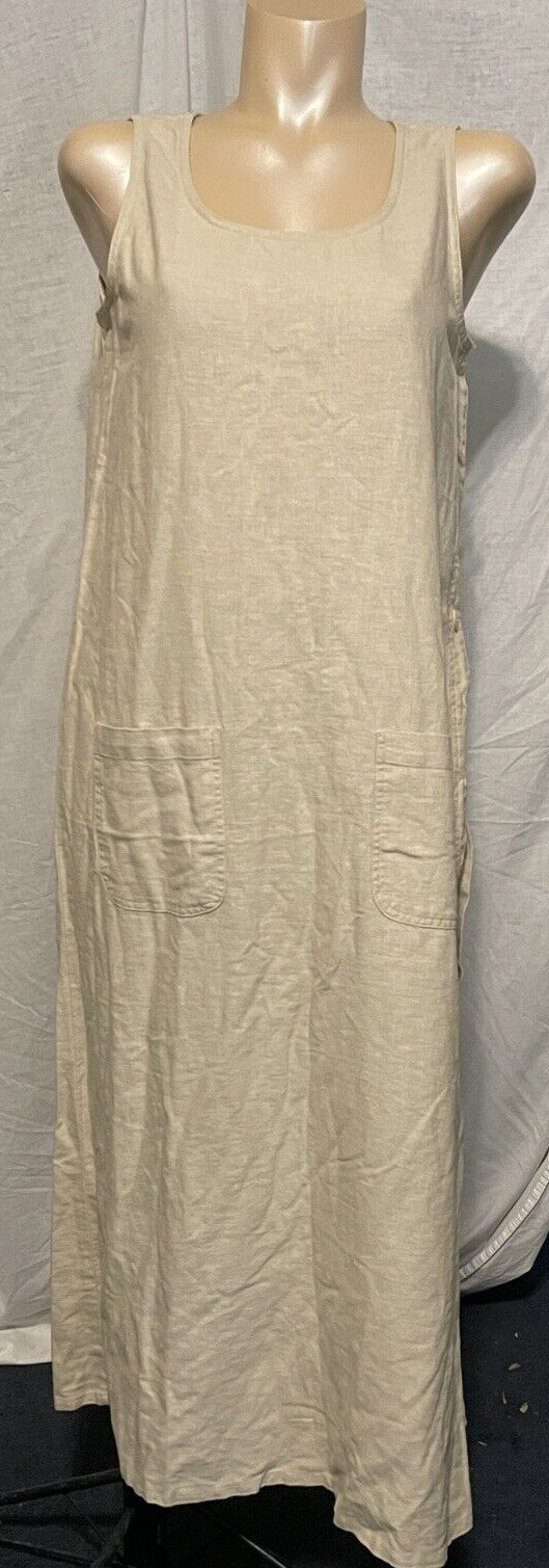 Sag Harbor Sport Beige Khaki Jumper Dress Size Small Linen/Cotton