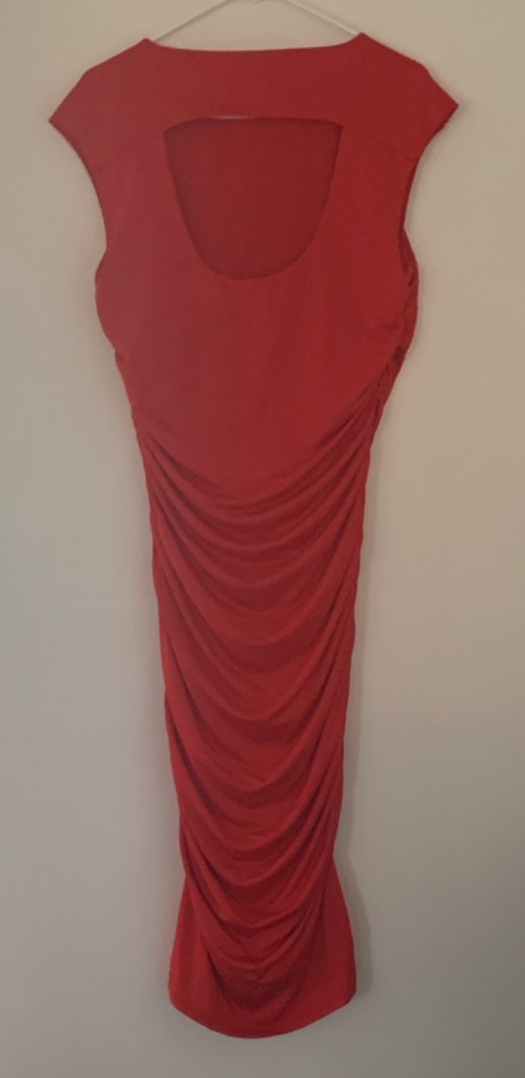 Sofia Jeans by Sofia Vergara Women’s Red Ruched Long Bodycon Dress Size L