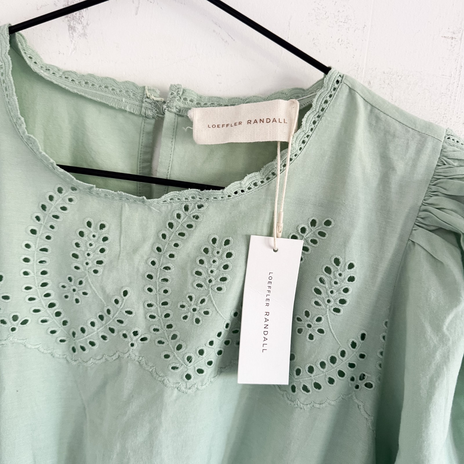 NWT Loeffler Randall Mint Green Eyelet Thelma Midi Dress 0