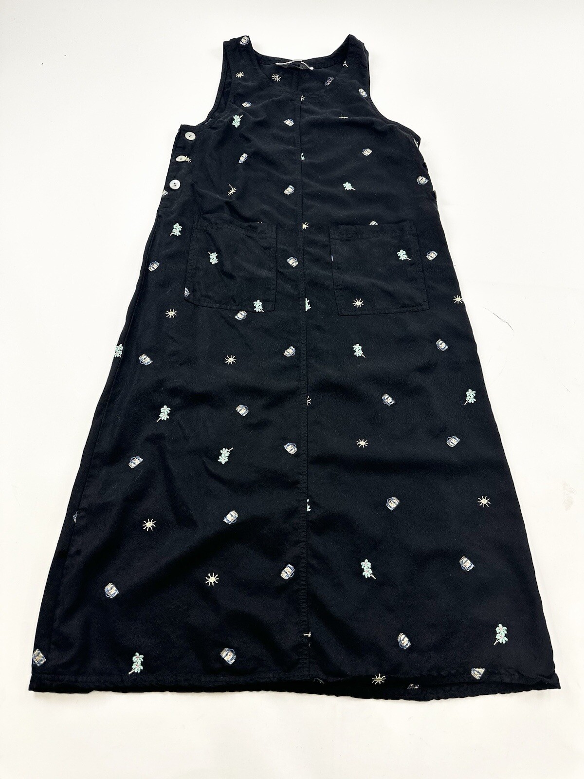 Vintage AKS Dress Women’s XS P Black Embroidered Summer Amy K Su